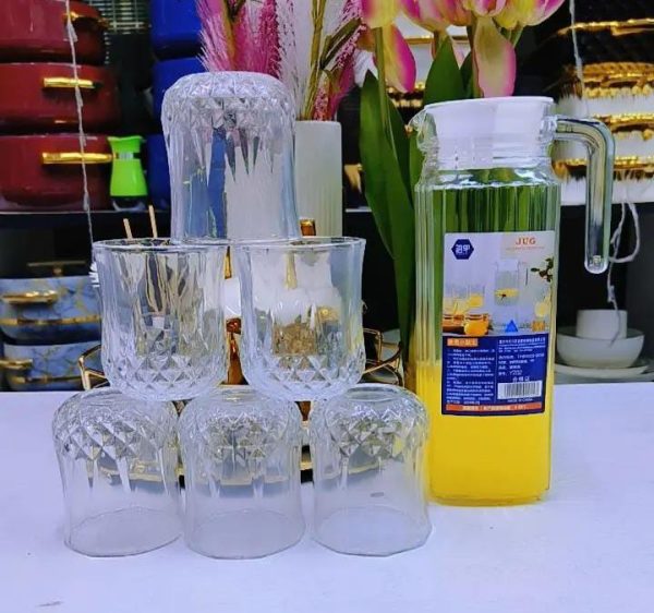1 Jug 1.1Ltr 6pcs Short Whiskey Glasses