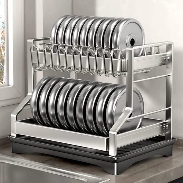 2-Tier Kitchen Dish Rack With Drain Tray - Image 2