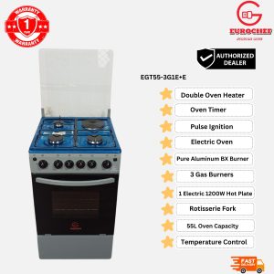 Eurochef Free Standing 3 Gas Burner +1 Electric Cooker With Electric Oven