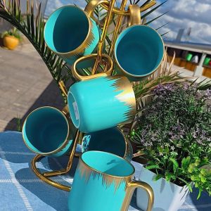 Gold Ceramic Mugs - 6 pcs