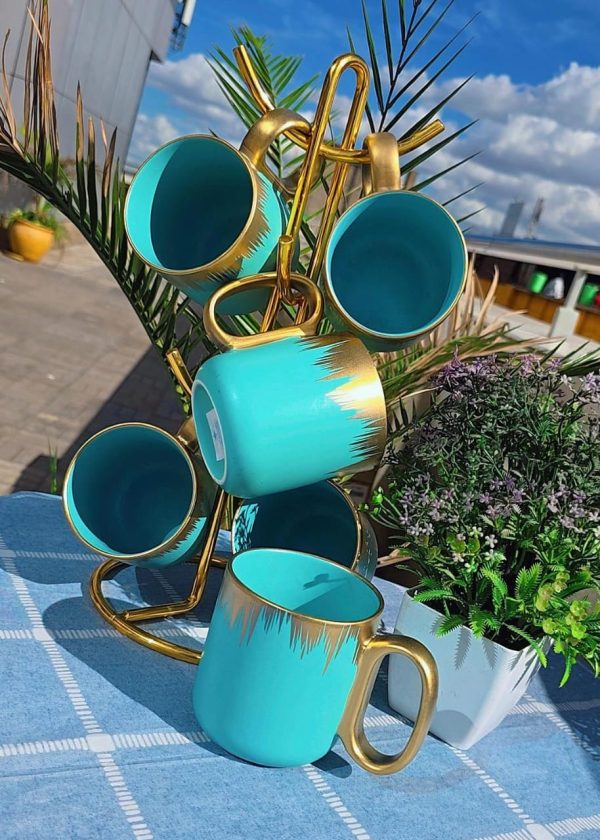 Gold Ceramic Mugs - 6 pcs